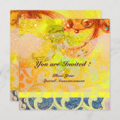 Invitation VAGUES, étincelles rouge brun jaune bleu rose vive (Devant / Derrière)