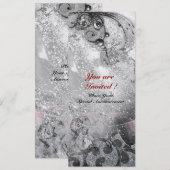 Invitation Vagues glace vive métallisé noir blanc paillettes (Devant / Derrière)