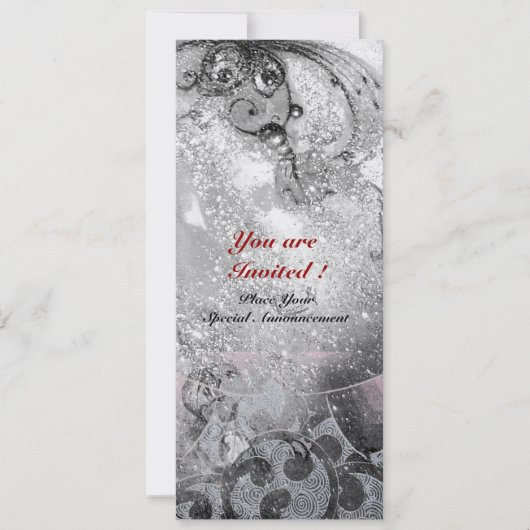 Invitation Vagues glace vive métallisé noir blanc paillettes (Devant)