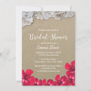 Invitation Vagues Hawaïennes de Plage de Mariage Fleur d'Hibi