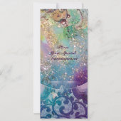 Invitation VAGUES , jaunes bleus roses dorés scintillants (Dos)