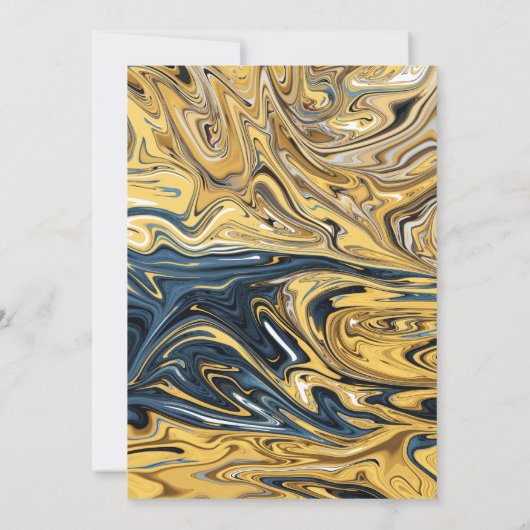 Invitation Vagues minimales en noir et or Mariage d'art Abstr (Dos)