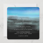 Invitation Vagues minimalistes à l'aquarelle bleue (Dos)