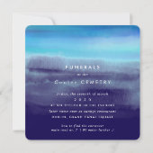 Invitation Vagues minimalistes à l'aquarelle bleue (Dos)