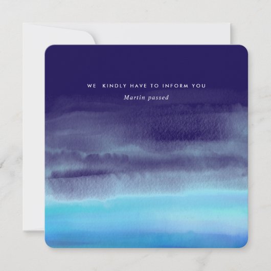 Invitation Vagues minimalistes à l'aquarelle bleue (Devant)