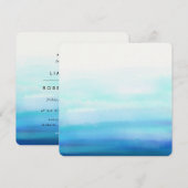 Invitation Vagues minimalistes à l'aquarelle bleue (Devant / Derrière)