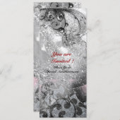 Invitation Vagues or brillant métallisé noir blanc paillettes (Devant / Derrière)