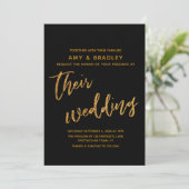 Invitation Vagues or moderne et écriture Mariage noir (Debout devant)