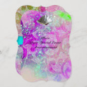 INVITATION VAGUES ROSES ABSTRAITES, RIBBON BLEU (Devant / Derrière)