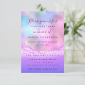 Invitation Vagues roses Douce nuptiale 16e Pink Ocean Pastel (Debout devant)