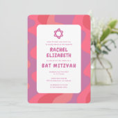 Invitation Vagues roses groovy étoile de David Bat Mitzvah su (Debout devant)