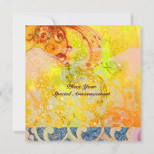 Invitation Vagues , rouge brun jaune bleu rose étincelles (Dos)