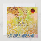 Invitation VAGUES , rouge brun jaune bleu rose étincelles (Dos)