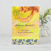 Invitation Vagues , rouge brun jaune bleu rose scintillant (Debout devant)