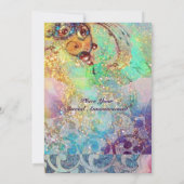 Invitation VAGUES , rouge vert jaune bleu rose scintillent (Dos)