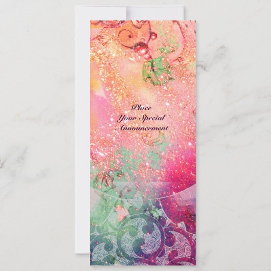 Invitation VAGUES, rouge vif vert bleu rose or scintille (Dos)