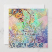 Invitation VAGUES, rouge vif vert bleu rose or scintille (Dos)