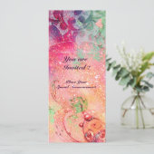 Invitation VAGUES, rouge vif vert bleu rose or scintille (Debout devant)