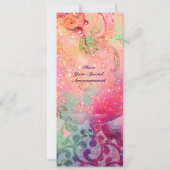 Invitation VAGUES, rouge vif vert bleu rose or scintille (Dos)