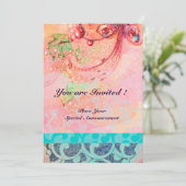 Invitation VAGUES, rouge vif vert jaune bleu rose étincelles (Debout devant)