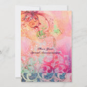 Invitation VAGUES, rouge vif vert jaune bleu rose étincelles (Dos)