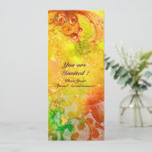 Invitation Vagues , rouge vif vert marron rose paillettes dor (Debout devant)