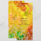 Invitation Vagues , rouge vif vert marron rose paillettes dor (Devant / Derrière)