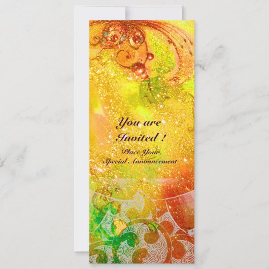 Invitation Vagues , rouge vif vert marron rose paillettes dor (Devant)