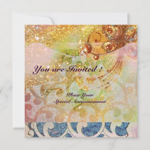 Invitation VAGUES RUBIS, rouge brun jaune bleu rose