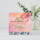 Invitation VAGUES RUBIS, rouge vif bleu rose paillettes doré (Debout devant)