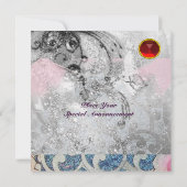 Invitation VAGUES RUBY, brillant noir et blanc rose (Dos)