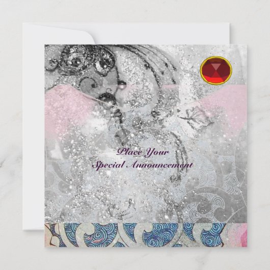 Invitation VAGUES RUBY, brillant noir et blanc rose (Dos)