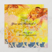 Invitation VAGUES RUBY, rouge brun jaune bleu rose vif (Devant / Derrière)