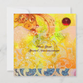 Invitation VAGUES RUBY, rouge brun jaune bleu rose vif (Dos)