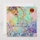 Invitation VAGUES RUBY, rouge vif bleu rose or scintille (Dos)