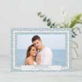 Invitation Vagues Seigaiha japonaises Enregistrer la date Pho (Debout devant)