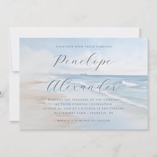 Invitation Vagues sereines pastel de plage (Devant)