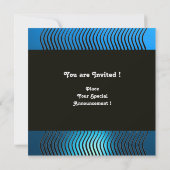 Invitation VAGUES STYLÉES MONOGRAMME, bleu saphir jaune (Dos)