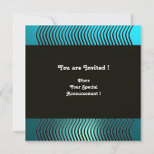 Invitation VAGUES STYLÉES MONOGRAMME, bleu turquoise aqua, sa (Dos)