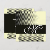 Invitation VAGUES STYLÉES MONOGRAMME, noir blanc, métallisé a (Devant / Derrière)