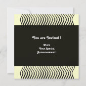 Invitation VAGUES STYLÉES MONOGRAMME, noir blanc, métallisé o (Dos)