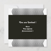 Invitation VAGUES STYLÉES MONOGRAMME, noir et blanc (Dos)