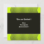 Invitation VAGUES STYLÉES MONOGRAMME, noir et blanc, jaune (Dos)