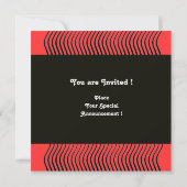 Invitation VAGUES STYLÉES MONOGRAMME, noir et blanc, rouge (Dos)