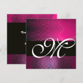 Invitation VAGUES STYLÉES MONOGRAMME, rose, améthyste violet (Devant / Derrière)