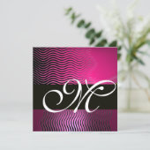Invitation VAGUES STYLÉES MONOGRAMME, rose, améthyste violet (Debout devant)