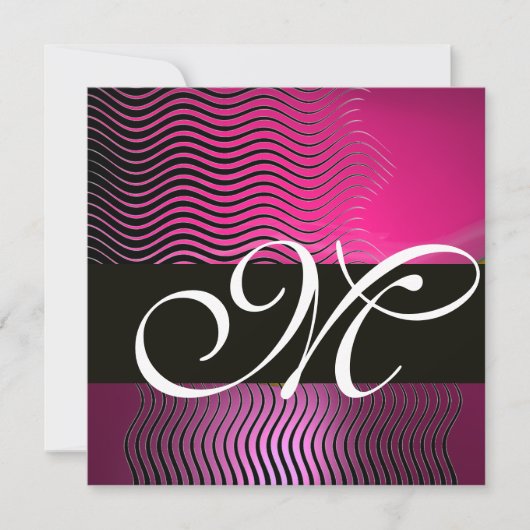 Invitation VAGUES STYLÉES MONOGRAMME, rose, améthyste violet (Devant)