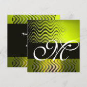 Invitation VAGUES STYLÉES MONOGRAMME, topaze jaune (Devant / Derrière)