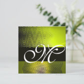 Invitation VAGUES STYLÉES MONOGRAMME, topaze jaune (Debout devant)