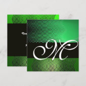 Invitation VAGUES STYLÉES MONOGRAMME, vert émeraude (Devant / Derrière)